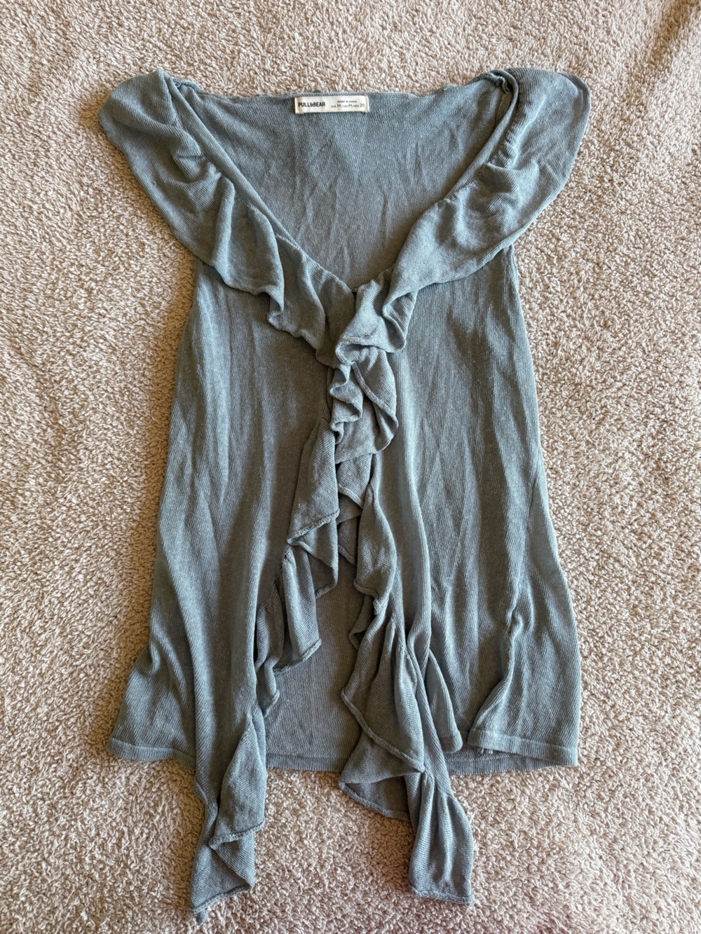 Pull&Bear grey Ruffled Front Women's Top